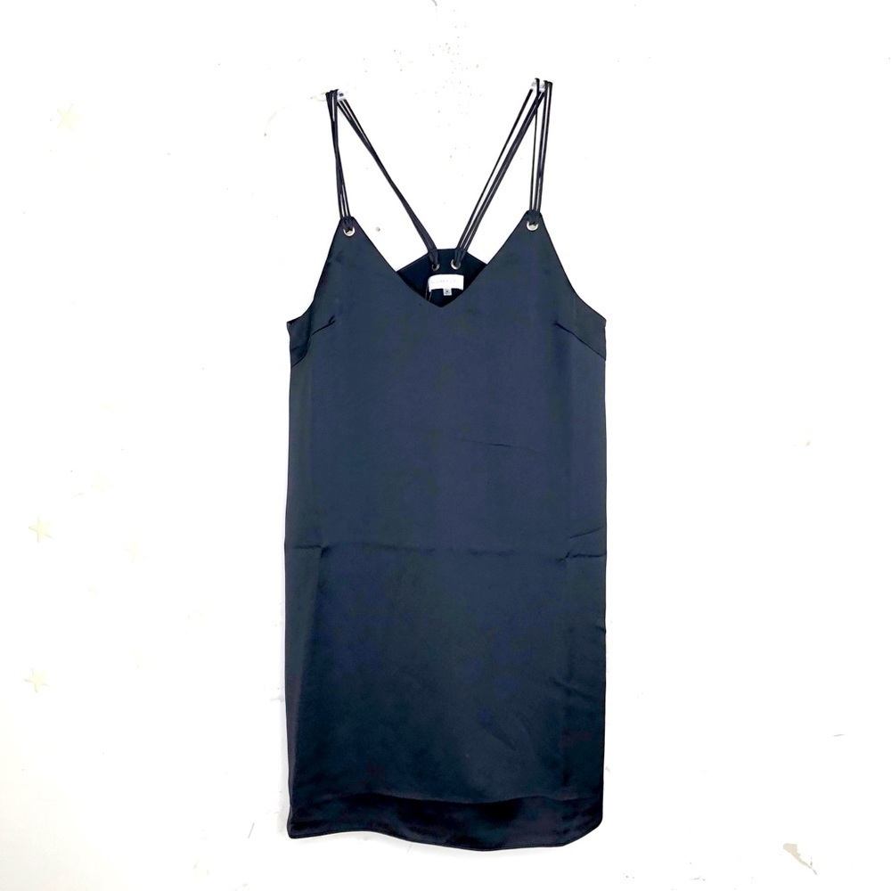 SUGAR & lips medium & large, black mini satin cocktail dress